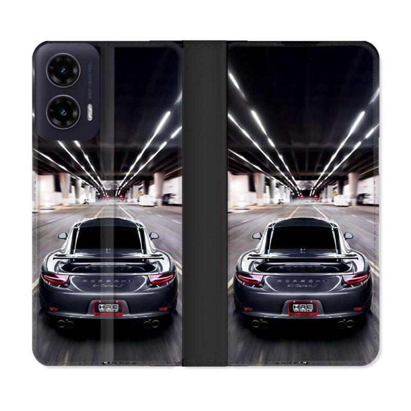 Housse cuir portefeuille Pour Motorola G35 5G Porsche 911