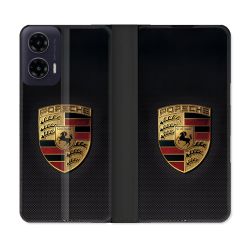 Housse cuir portefeuille Pour Motorola G35 5G Porsche Carbone