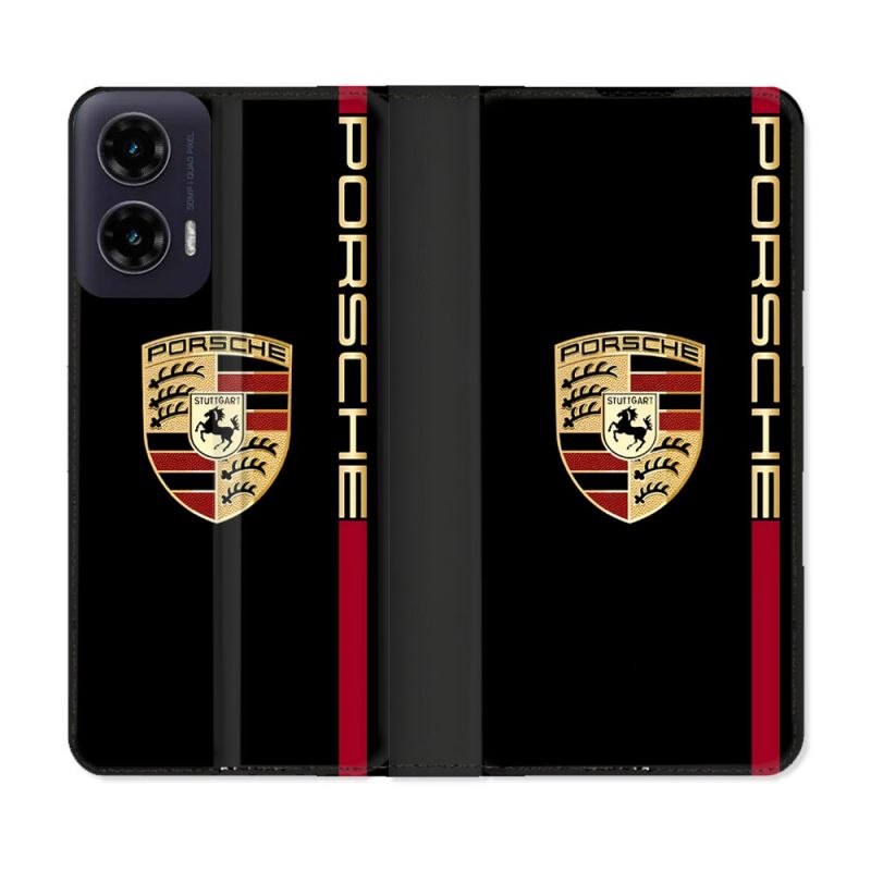 Housse cuir portefeuille Pour Motorola G35 5G Porsche Line