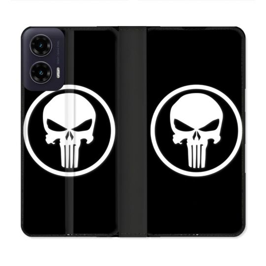 Housse cuir portefeuille Pour Motorola G35 5G Punisher
