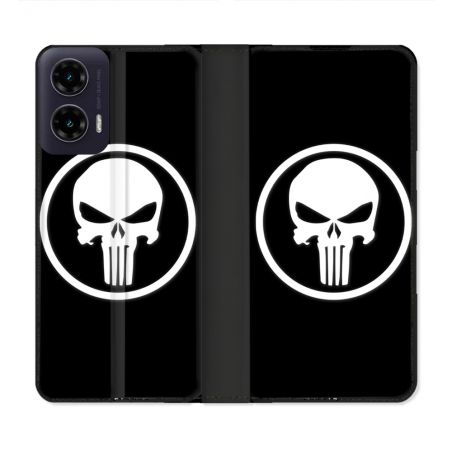 Housse cuir portefeuille Pour Motorola G35 5G Punisher