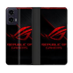 Housse cuir portefeuille Pour Motorola G35 5G ROG Rouge