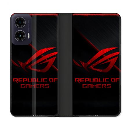 Housse cuir portefeuille Pour Motorola G35 5G ROG Rouge
