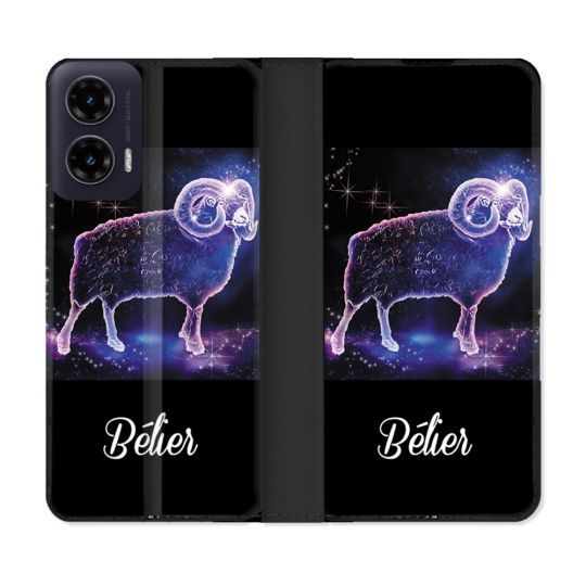 Housse cuir portefeuille Pour Motorola G35 5G Signe Zodiaque 2 Bélier