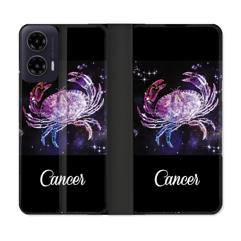 Housse cuir portefeuille Pour Motorola G35 5G Signe Zodiaque 2 Cancer