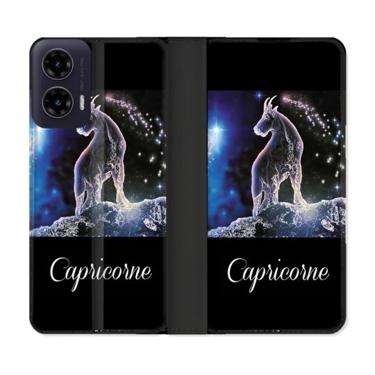 Housse cuir portefeuille Pour Motorola G35 5G Signe Zodiaque 2 Capricorne