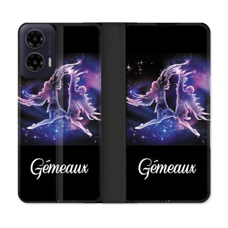Housse cuir portefeuille Pour Motorola G35 5G Signe Zodiaque 2 Gémeaux