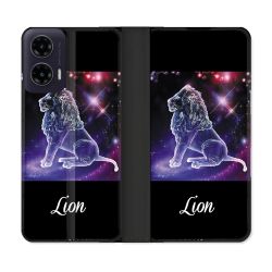 Housse cuir portefeuille Pour Motorola G35 5G Signe Zodiaque 2 Lion