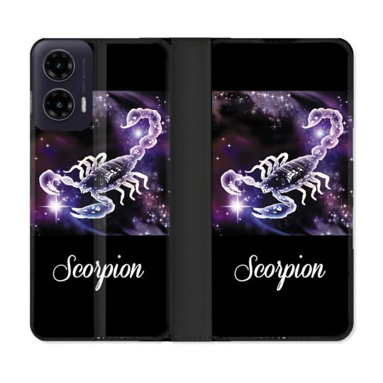 Housse cuir portefeuille Pour Motorola G35 5G Signe Zodiaque 2 Scorpion