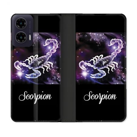 Housse cuir portefeuille Pour Motorola G35 5G Signe Zodiaque 2 Scorpion