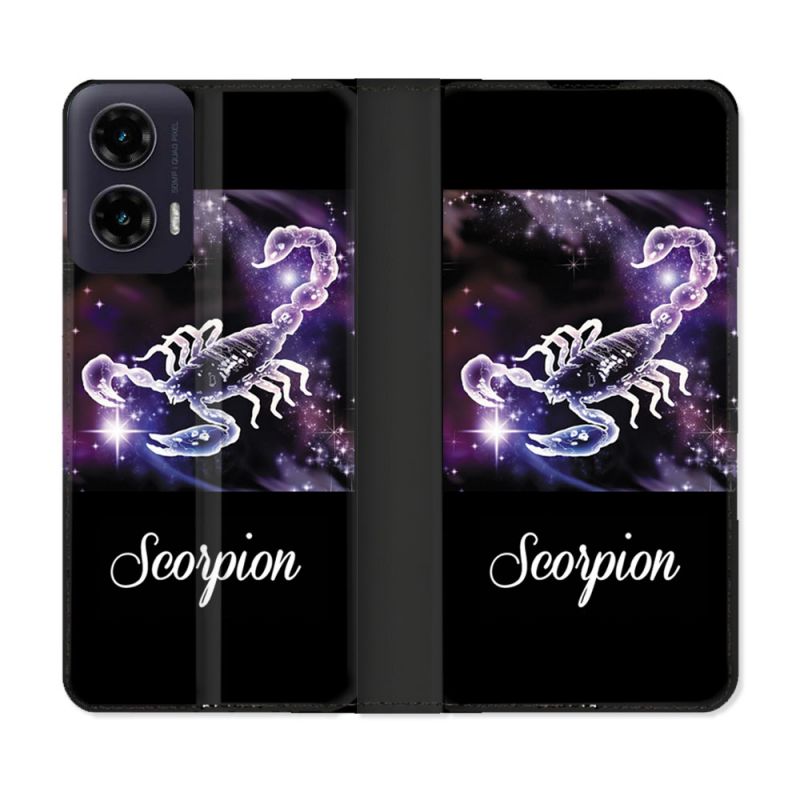 Housse cuir portefeuille Pour Motorola G35 5G Signe Zodiaque 2 Scorpion