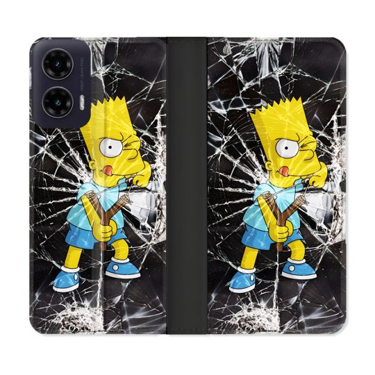Housse cuir portefeuille Pour Motorola G35 5G Simpson Bart