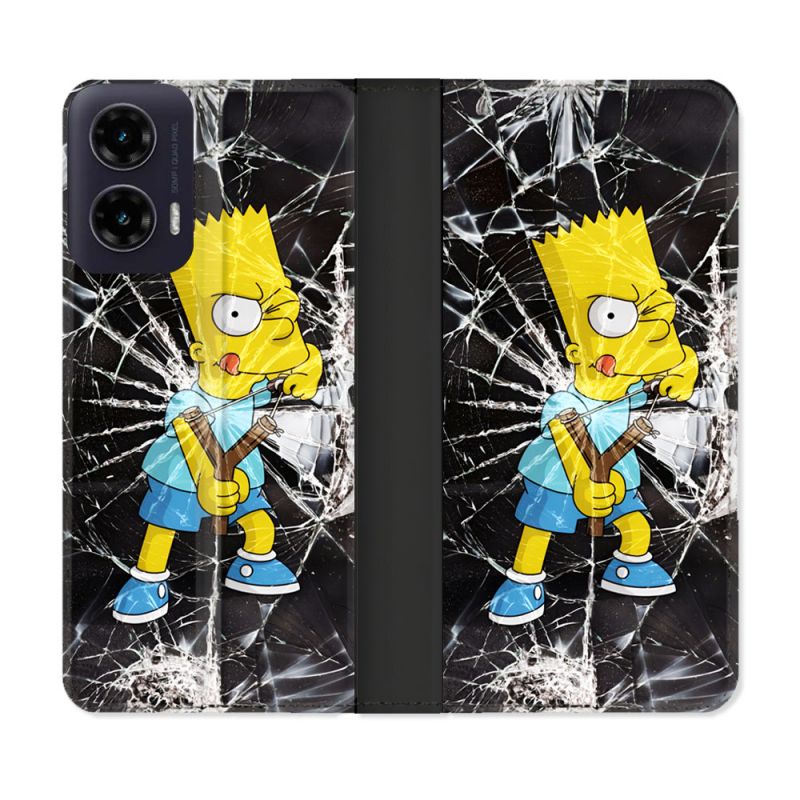 Housse cuir portefeuille Pour Motorola G35 5G Simpson Bart