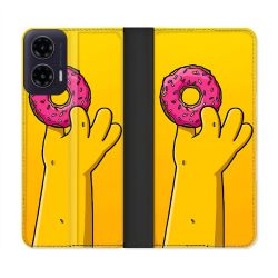 Housse cuir portefeuille Pour Motorola G35 5G Simpson Donuts