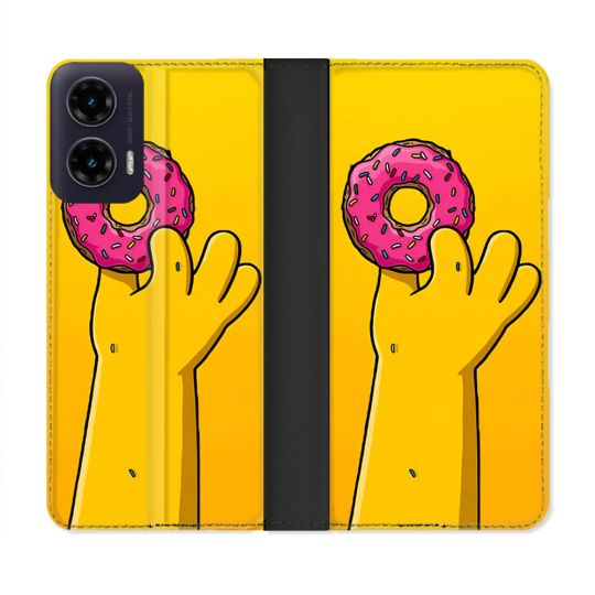 Housse cuir portefeuille Pour Motorola G35 5G Simpson Donuts