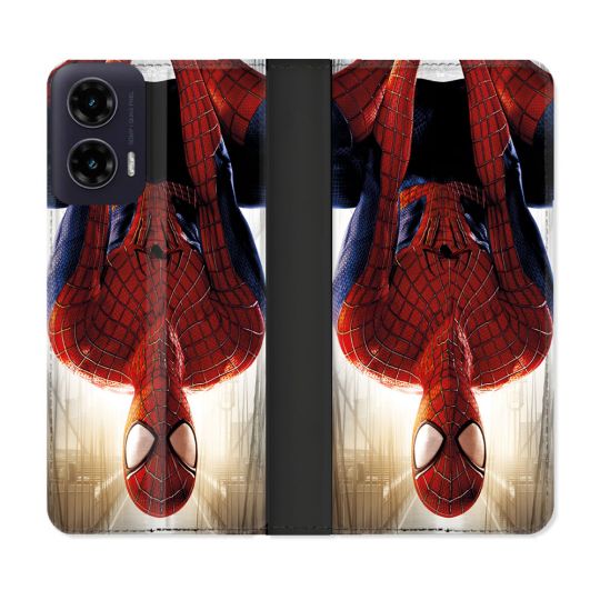 Housse cuir portefeuille Pour Motorola G35 5G Spiderman Invers