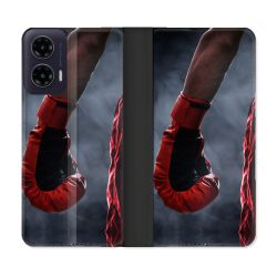 Housse cuir portefeuille Pour Motorola G35 5G Sport Boxe Gant Rouge