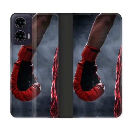 Housse cuir portefeuille Pour Motorola G35 5G Sport Boxe Gant Rouge