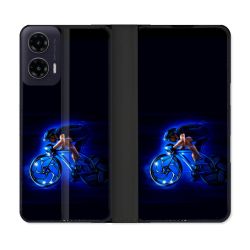 Housse cuir portefeuille Pour Motorola G35 5G Sport Cyclisme Bleu