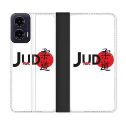 Housse cuir portefeuille Pour Motorola G35 5G Sport Judo Logo