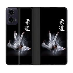 Housse cuir portefeuille Pour Motorola G35 5G Sport Judo Noir