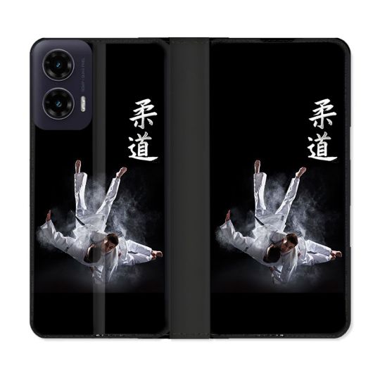 Housse cuir portefeuille Pour Motorola G35 5G Sport Judo Noir