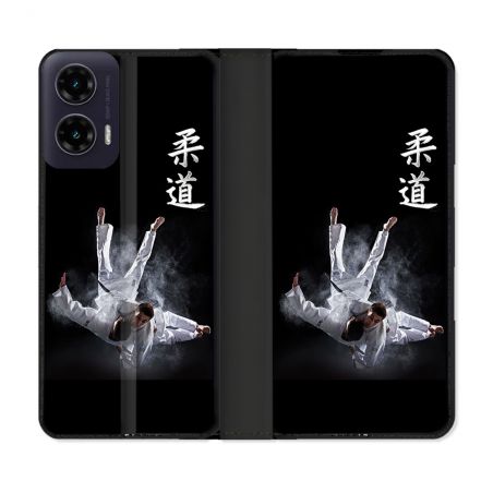Housse cuir portefeuille Pour Motorola G35 5G Sport Judo Noir