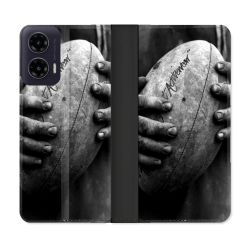 Housse cuir portefeuille Pour Motorola G35 5G Sport Rugby Ballon Vintage