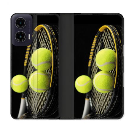 Housse cuir portefeuille Pour Motorola G35 5G Sport Tennis Balls