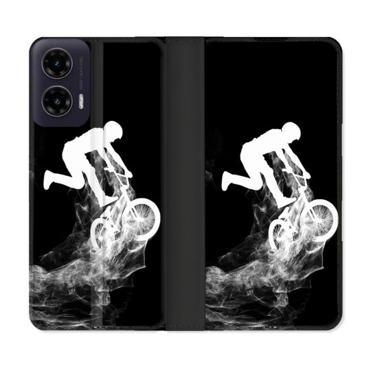 Housse cuir portefeuille Pour Motorola G35 5G Sport VTT Noir