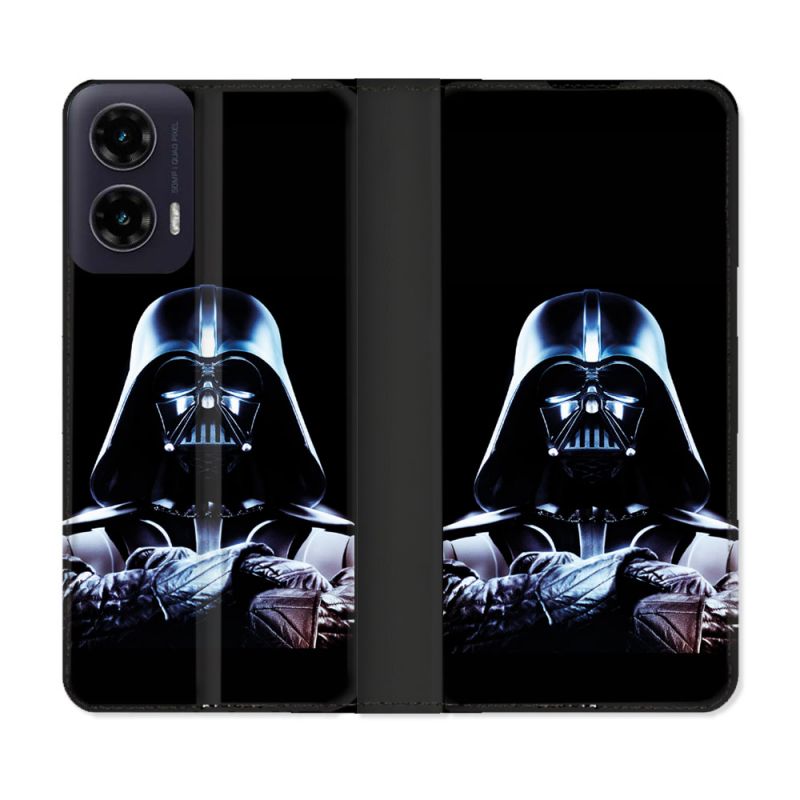 Housse cuir portefeuille Pour Motorola G35 5G Star Wars - Dark Vador Noir