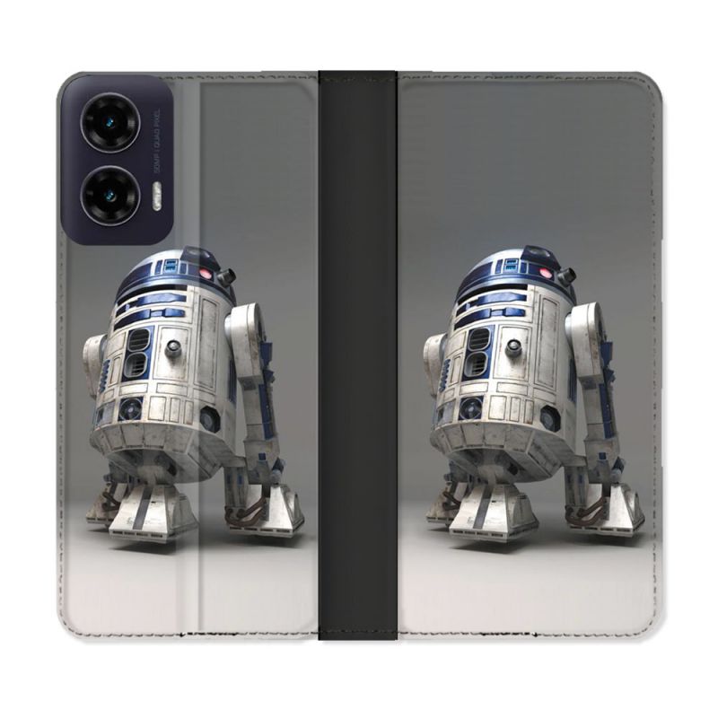 Housse cuir portefeuille Pour Motorola G35 5G Star Wars - R2D2
