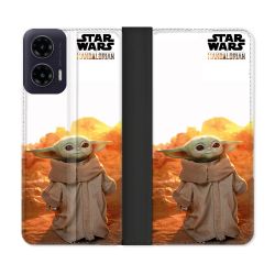 Housse cuir portefeuille Pour Motorola G35 5G Star Wars - Yoda bebe soleil