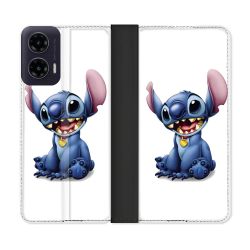 Housse cuir portefeuille Pour Motorola G35 5G Stitch Blanc