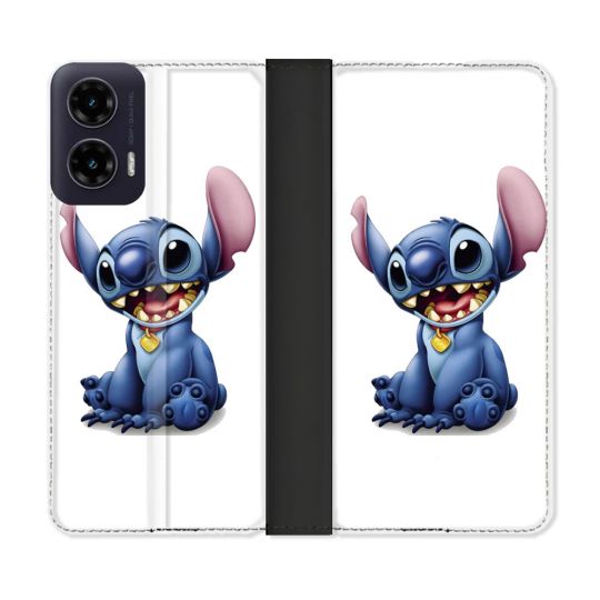 Housse cuir portefeuille Pour Motorola G35 5G Stitch Blanc