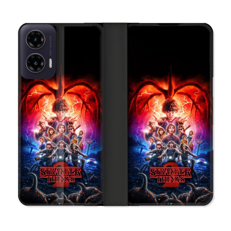 Housse cuir portefeuille Pour Motorola G35 5G Stranger Things Affiche 2