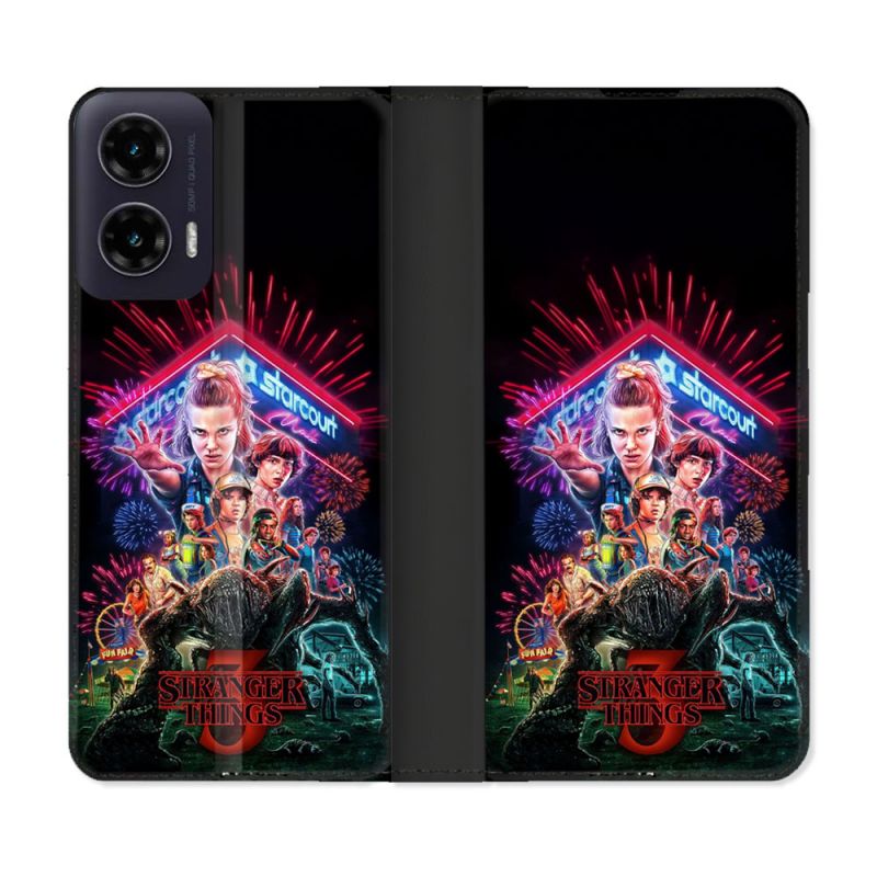 Housse cuir portefeuille Pour Motorola G35 5G Stranger Things Affiche 3