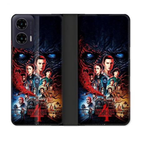Housse cuir portefeuille Pour Motorola G35 5G Stranger Things Affiche 4