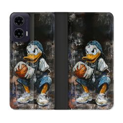 Housse cuir portefeuille Pour Motorola G35 5G Street Art Donald Duck
