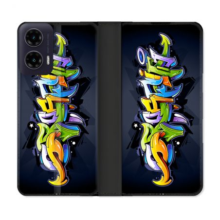 Housse cuir portefeuille Pour Motorola G35 5G Street Art Graffiti