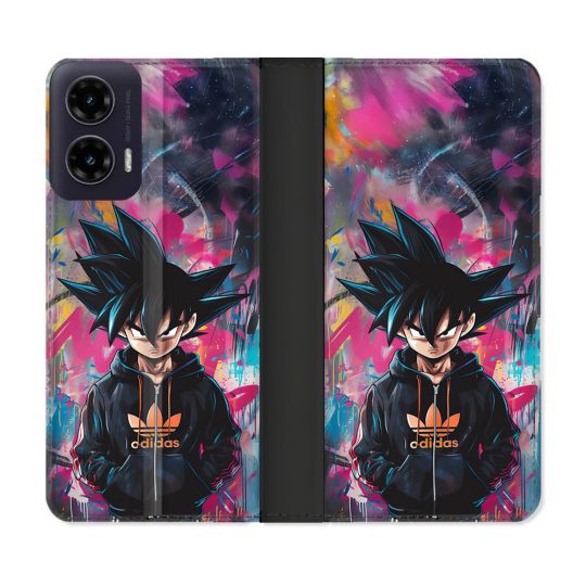 Housse cuir portefeuille Pour Motorola G35 5G Street Art Sangoku