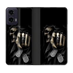 Housse cuir portefeuille Pour Motorola G35 5G Tete de Mort Your Next