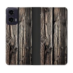 Housse cuir portefeuille Pour Motorola G35 5G Texture Bois