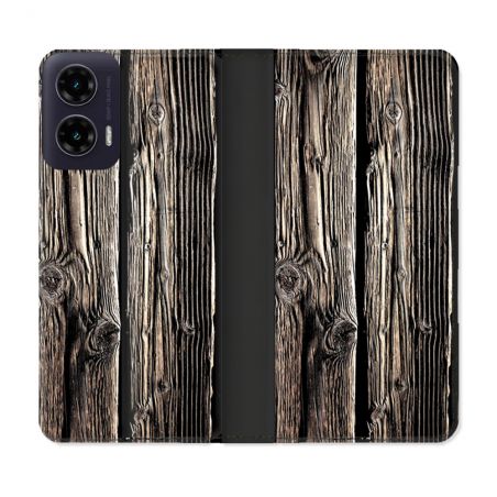 Housse cuir portefeuille Pour Motorola G35 5G Texture Bois