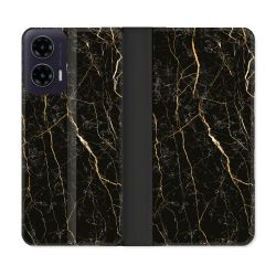 Housse cuir portefeuille Pour Motorola G35 5G Texture Marbre Noir