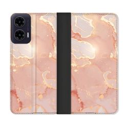 Housse cuir portefeuille Pour Motorola G35 5G Texture Marbre Rose