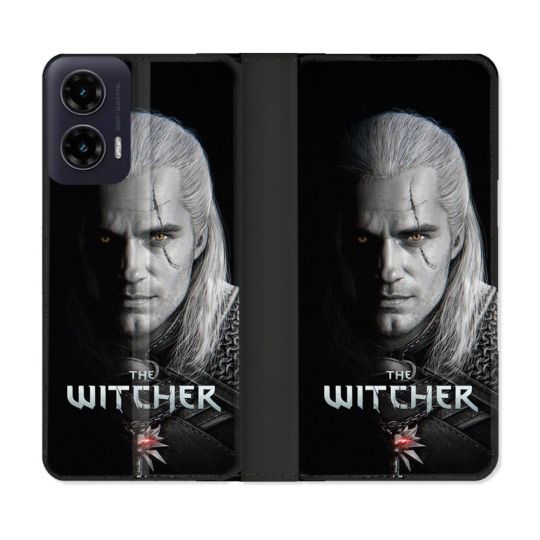 Housse cuir portefeuille Pour Motorola G35 5G The Witcher Noir