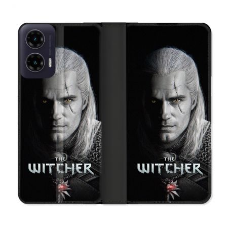 Housse cuir portefeuille Pour Motorola G35 5G The Witcher Noir