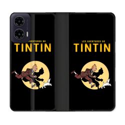 Housse cuir portefeuille Pour Motorola G35 5G Tintin Classique