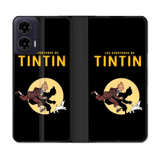 Housse cuir portefeuille Pour Motorola G35 5G Tintin Classique